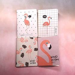 Flamingo Notebook Line-Mounted Note Book Grid Page Manual Portable Small Soft Copy Creative Stationery 4pcs/Set