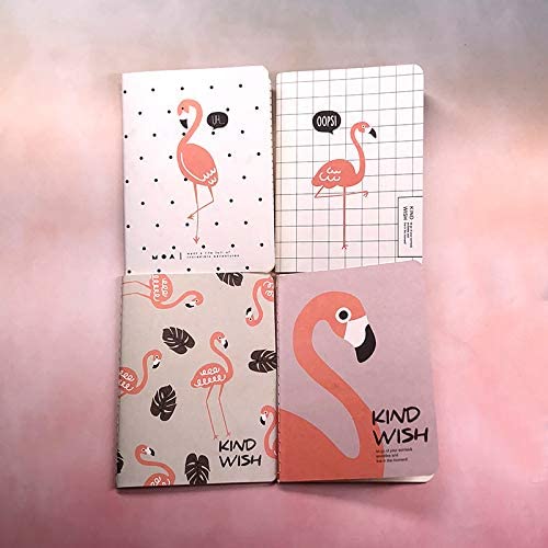 Flamingo Notebook Line-Mounted Note Book Grid Page Manual Portable Small Soft Copy Creative Stationery 4pcs/Set