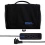 Popular Mechanics Travel Bag - Tech Accessories Organizer & Power Strip Travel Bundle - Water Resistant with Multiple Easy Access Compartments - Includes 3 Outlet Durable Braided Extension Cable
