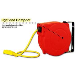 ReelWorks Extension Cord Reel Retractable 14AWG x 40 Foot 3C/SJT Cable Triple Tap Connector Power Rating 13A 125VAC 1625W, CR605132S3A
