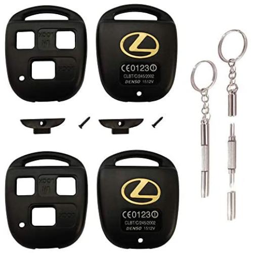 Key Shell Replacement for Lexus 3 Buttons Keyless Entry Smart Remote Control Car Key Fob Shell with Multi-Function Screwdriver Fit for Lexus GS GX is LS LX RX SC (Black+Black)