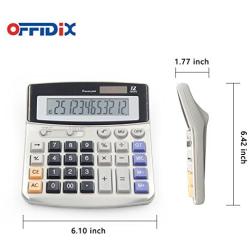 OFFIDIX Office Calculators Desktop Calculator,Basic Calculators, Solar Battery Dual Power Electronic Calculator Portable 12 Digit Large LCD Display Calculator Large Calculator