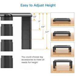 HUANUO Adjustable Monitor Stand Riser - 3 Height Adjustable Computer Monitor Stand with Phone Holder for Desk, Printer, Laptop, Computer Monitor Riser for Home & Office Use