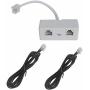 Telephone Cord kit,SINCODA 2 Pack 6ft Phone Telephone Extension Cord Cable Line Wire with Standard RJ11 6P4C Plugs for Landline Telephone,and 1PCS 2-Way RJ11 Telephone Plug to RJ11 Socket Adapter