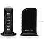 USB Tower Power Adapter 6-Port Smart IC Tech Charging Station with Quick Charge 2.1 for Phone, Tablets, and More (Black)