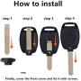 Key Fob Shell Case Fit for 3 Buttons Honda Accord Crosstour Civic Odyssey CR-V CR-Z Keyless Entry Remote Car Key Housing Replacement with Free Screwdriver (Casing Only Without Blade) (2pcs)