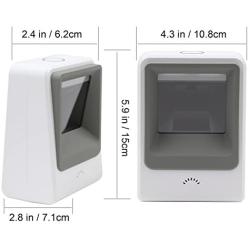 TEEMI Handsfree 1D 2D Barcode Scanner, with Top Trigger Button, QR Omnidirectional Desktop USB Automatic Bar Code Imager, Capture Screen barcodes, TMSL-60 White