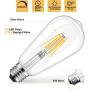 ST58 Vintage Edison LED Light Bulb 60W Equivalent, Warm White 2700K, Kohree 6W Dimmable LED Filament Bulb E26 Base Lamp for Home, Restaurant, Reading Room, 6 Packs