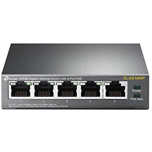 TP-Link 5 Port Gigabit PoE Switch | 4 PoE Ports @56W | Desktop | Plug & Play | Sturdy Metal w/ Shielded Ports | Fanless | Limited Lifetime Protection | Traffic Optimization | Unmanaged (TL-SG1005P)