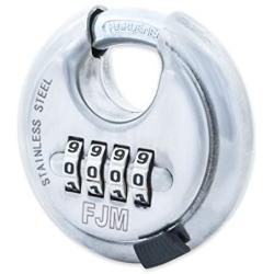 FJM Security SX-790 4-Dial Combination Disc Padlock, Chrome - 10 Pack