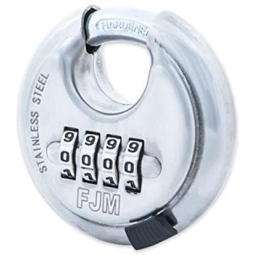 FJM Security SX-790 4-Dial Combination Disc Padlock, Chrome - 10 Pack
