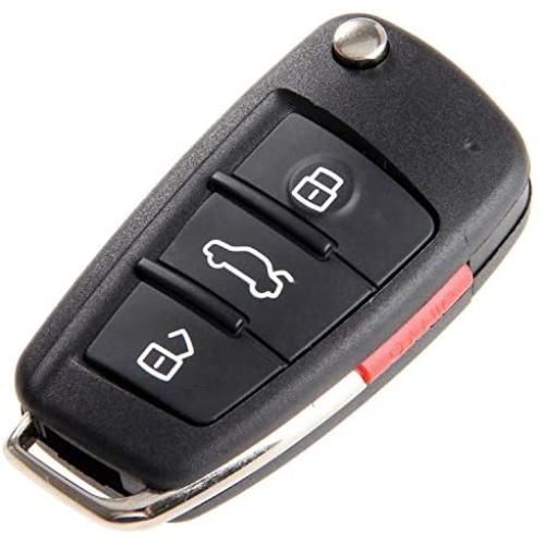 Keyless Entry Remote Key Fob for Audi A3 A4 A6 A8 TT Q7 S6 Quattro, 4 Button Entry Remote Control Replacement for MYT8Z0837231, 4D0837231E, 4D0837231P (NO Chips)