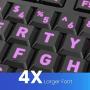 Azio Large Print Waterproof USB Keyboard - Wired 3-Color LED Backlit and Washable with Silver Antimicrobial Protection | Keyboards for Windows PC Version, Led Black/Blue Purple Red (KB530)
