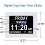[2020 Newest] Digital Day Calendar Clocks 3 Medicine Reminders Extra Large 8 Inch Non-Abbreviated Day Date Month Senior Clock for Demenia Eldarly Memory Loss Vision Impaired Clock