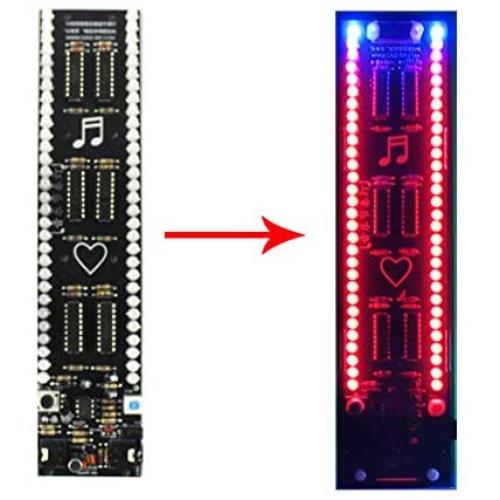 DDIY Voice-Controlled Wire-Controlled 30-Segment Music Rhythm lamp Spectrum Level Display unassembled Parts Welding Electronic DIY kit（Red and Blue Parts ）