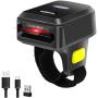 Symcode 2D Bluetooth Wireless QR Barcode Scanner,Portable Ring Wearable Finger 1D 2D Mini Bar Code Reader Scanner Suppot Screen Scanning with Bluetooth & 2.4GHz Wireless & Wired Connection
