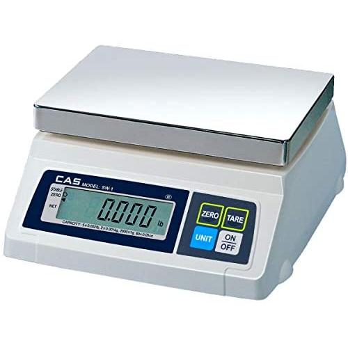 CAS SW-10 Food Service Scale, 10 x 0.005 lbs, Kg/g/Oz/Lb Switchable, Single Display, Legal for Trade