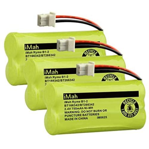 iMah Ryme B1-2 BT166342 BT266342 BT183342 BT283342 Cordless Phone Batteries Compatible with Vtech CS6114 CS6429 CS6719-2 AT&T EL5210 EL51203 Handset Telephone, Pack of 3