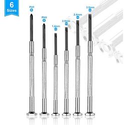 Screwdriver Set, 6 Different Size Flathead and Phillips Mini Screwdrivers Set with 1pcs Premium Small Eyeglasses Screwdriver Kit for Glasses, Electronics, Toys- with Case