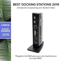 Plugable USB 3.0 Universal Laptop Docking Station Dual Monitor for Windows and Mac (Dual Video: HDMI and DVI/VGA/HDMI, Gigabit Ethernet, Audio, 6 USB Ports)