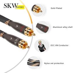 SKW Audiophiles RCA Cable, 2RCA Male to 2RCA Male HiFi System Subwoofer Converter Adapter with Diameter 7mm(16.4ft/5M,Black,Nylon)