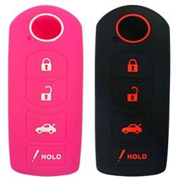 Coolbestda 2Pcs Rubbber 4buttons Smart Key Fob Remote Cover Case Protector Keyless Skin Jacket Holder for Mazda 3 6 CX-5 CX-7 CX-9 MX-5 Miata