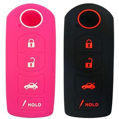 Coolbestda 2Pcs Rubbber 4buttons Smart Key Fob Remote Cover Case Protector Keyless Skin Jacket Holder for Mazda 3 6 CX-5 CX-7 CX-9 MX-5 Miata