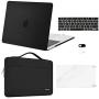 MOSISO Compatible with MacBook Pro 13 inch Case 2016-2020 Release A2338 M1 A2289 A2251 A2159 A1989 A1706 A1708, Plastic Hard Shell Case&Bag&Keyboard Skin&Webcam Cover&Screen Protector, Black