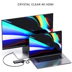 Satechi Aluminum Multi-Port Adapter V2 - 4K HDMI (60Hz), Gigabit Ethernet, USB-C Charging, SD/Micro Card Readers, USB 3.0 - Compatible with 2020 MacBook Air, 2020 MacBook Pro (Space Gray)