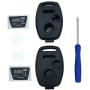 Key Fob Shell Case Fit for 3 Buttons Honda Accord Crosstour Civic Odyssey CR-V CR-Z Keyless Entry Remote Car Key Housing Replacement with Free Screwdriver (Casing Only Without Blade) (2pcs)