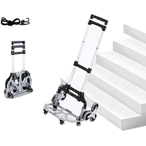EULANGDE Aluminum Folding Hand Truck Dolly Portable Multi-Purpose Trolley,Climb Stairs Hand Truck,Lightweight Cart for Luggages,Travel Transporting,Office Use,Indoor Outdoor Use,Home Life Use