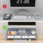 Monitor Stand Riser Desk Organizer - with Drawers Keyboard Storage Gray 22x10.6x4.7 inch