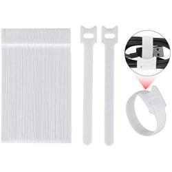 100pcs Reusable Fastening Cable Ties 6 Inch Adjustable Cord Strap Hook & Loop Microfiber Electronic Cord Ties, White HG467