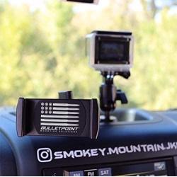 Dash Mount Cell Phone Holder Compatible with Jeep Wrangler JK and JKU (2011-2018) with 2 Ball Mounts for Action Camera and GPS Navigation Compatible with iPhone and Android Smartphones
