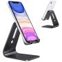 Upgraded Aluminum Cell Phone Stand, OMOTON C1 Durable Cellphone Dock with Protective Pads, Smart Stand Designed for iPhone 11 Pro Max XR XS 8 Plus 7 SE, iPad Mini, Android Phones, Black