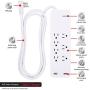 GE, White, Strip Surge Protector Charger, 7 Outlets, 2 USB Ports, Fast Charge, Flat Plug, Long Power Cord, 6 Feet, Wall Mount, Warranty, 36363, 6 Ft GE, White, Strip Surge Protector Charger, 7 Outlets, 2 USB Ports, Fast Charge, Flat Plug, Long Power Cord, 6 Feet, Wall Mount, Warranty, 36363, 6 Ft