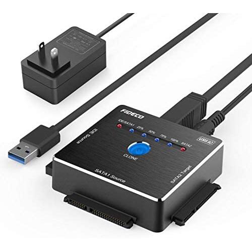 FIDECO SATA/IDE to USB 3.0 Adapter, Hard Drive Adapter Cable for Universal 2.5/3.5 Inch IDE/SATA External HDD SSD, 5.25-Inch DVD-ROM/CD-ROM/CD-RW, Offline One Touch Clone, Support 16TB (Cable PL06)