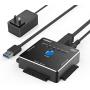 FIDECO SATA/IDE to USB 3.0 Adapter, Hard Drive Adapter Cable for Universal 2.5/3.5 Inch IDE/SATA External HDD SSD, 5.25-Inch DVD-ROM/CD-ROM/CD-RW, Offline One Touch Clone, Support 16TB (Cable PL06)