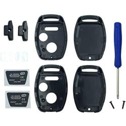 Key Fob Shell Case Fit for 3 Buttons Honda Accord Crosstour Civic Odyssey CR-V CR-Z Keyless Entry Remote Car Key Housing Replacement with Free Screwdriver (Casing Only Without Blade) (2pcs)