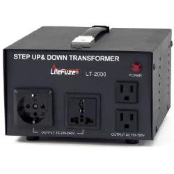 LiteFuze LT-2000 2000 Watt Voltage Converter Transformer - Step Up/Down - 110V/220V - Circuit Breaker Protection