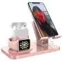 Fingic 4 in 1 Charging Stand for Apple Watch (5/4/3/2/1), Airpods Pro 2019, Airpod 2/1, iPhone SE 2020/11 Pro/X/XS/XR/Xs Max/8 Plus, Charging Dock Station for iPad Stand Tablet Stand Samsung,Rose Gold