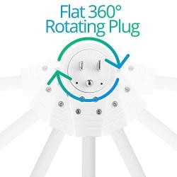 Maximm Cable 1 Foot 360° Rotating Flat Plug Extension Cord / Wire, 3 Prong Grounded Wire 16 Awg Power Cord - 3 Pack - White