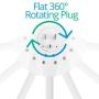 Maximm Cable 1 Foot 360° Rotating Flat Plug Extension Cord / Wire, 3 Prong Grounded Wire 16 Awg Power Cord - 3 Pack - White