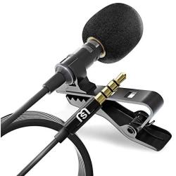 Wired Lavalier Lapel Microphone for iPhone Android Smartphone Omnidirectional Mic for Recording with Clip-on for Bloggers and Vloggers