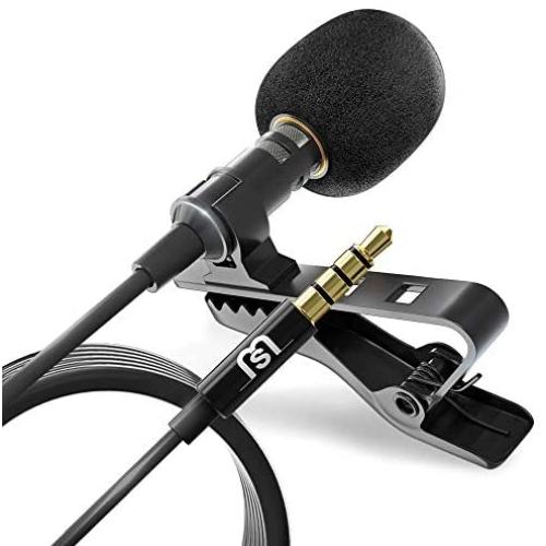 Wired Lavalier Lapel Microphone for iPhone Android Smartphone Omnidirectional Mic for Recording with Clip-on for Bloggers and Vloggers