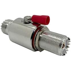 PL-259 Lightning Surge Protector UHF Lightning Arrestor PL259 Female to SO239 Female Bulkhead for CB Ham Base Antennas (UHF Female to Female Lightning arrestor)
