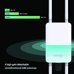 EnGenius Technologies ENH1350EXT Wi-Fi 5 AC1300 2x2 Dual-Band Outdoor Long Range Access Point Features IP67 Rated, MU-MIMO, PoE Injector Included, Beamforming, Fast Roaming (Mounting Kit Included)