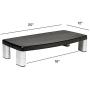 3M Extra Wide Adjustable Monitor Stand, Three Leg Segments Simply Adjust Height from 1'' to 5 7/8'', Sturdy Platform Holds Up to 40 lbs, 16-inch Space Between Columns for Storage, Silver/Black (MS90B)