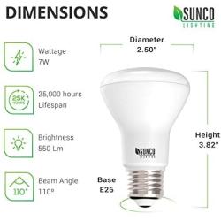 Sunco Lighting 10 Pack BR20 LED Bulb, 7W=50W, Dimmable, 3000K Warm White, 550 LM, E26 Base, Indoor Flood Light for Home or Office Space - UL & Energy Star