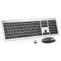 iClever GK08 Wireless Keyboard and Mouse - Rechargeable Wireless Keyboard Ergonomic Full Size Design with Number Pad, 2.4G Stable Connection Slim White Keyboard and Mouse for Windows, Mac OS Computer